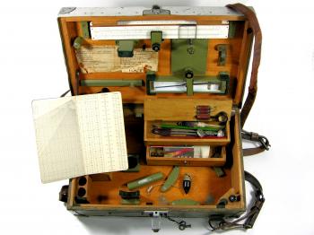 The accessories of the Wild Heerbrugg K2 alidade in the box.