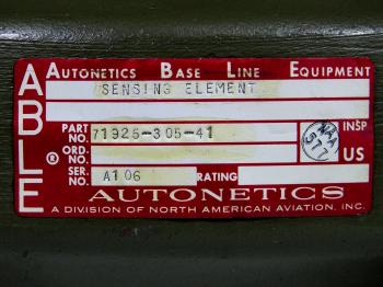 The Autonetics Base Line Equipment (ABLE) label on the gyro.