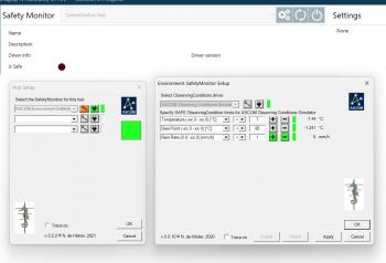 The Environment SafetyMonitor selected in the Hub and configured.