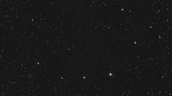 Corona Borealis as imaged on 24 August 2026, the red cross indicates the recurring nova T CrB.