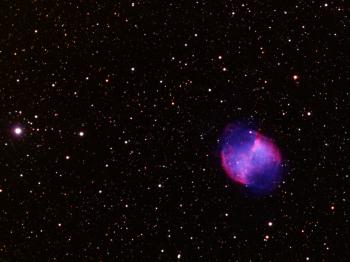 M27 (Dumbbell Nebula) and 14 Vul captured with the Esprit 150ED and ZWO ASI1600MM Cool Pro.