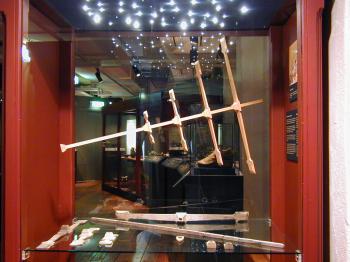 The Kronan cross-staff replica on display in the  Kalmar Läns Museum.