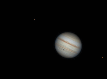 Jupiter, Io, Europa and Ganymede as imaged on 24 September 2022 around 10pm UTC.