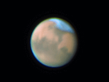 Mars as imaged with the Celestron C11 EdgeHD on 9 November 2022 between 22:02UTC and 23:11UTC.