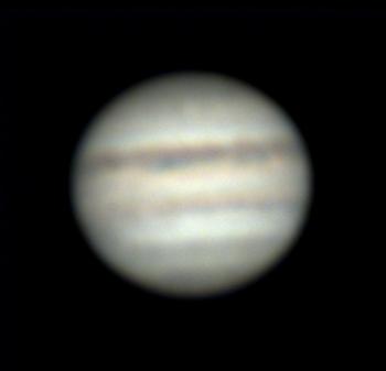 Jupiter imaged on 24 June 2019, with 2x Barlow, but lesser conditions.